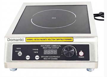 Domanki 3500W High-Power Commercial Induction Cooktop - 10 Power Levels, Waterproof Black Crystal Panel with Knob & Button Control